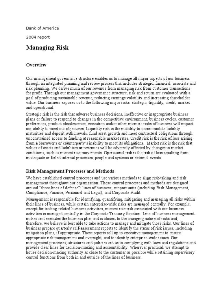 2004 Report - Managing Risk | PDF | Risk Management | Business