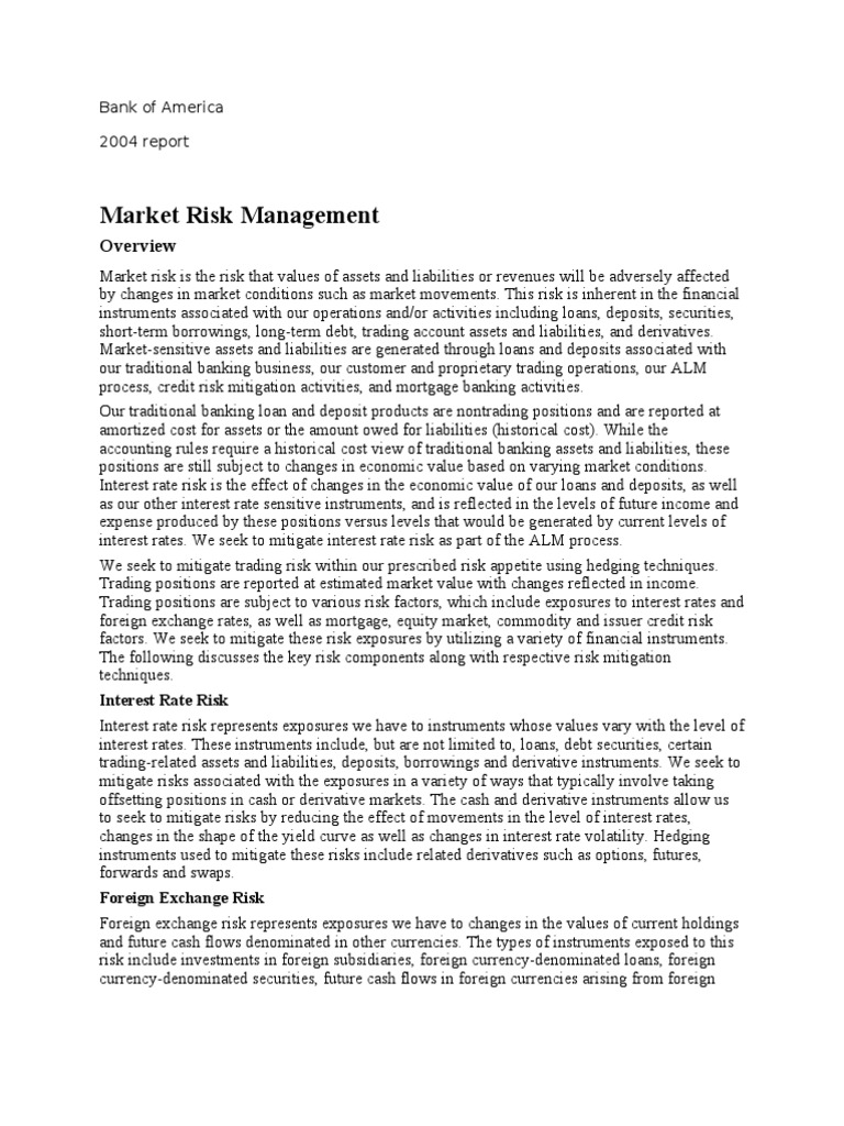 Bank of America Market Risk Management 2004 | PDF | Derivative (Finance ...