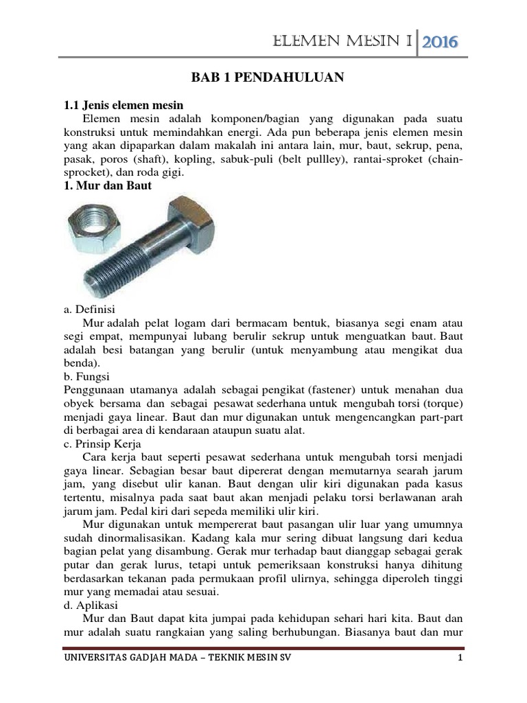 Elemen Mesin I Isi Pdf Pdf
