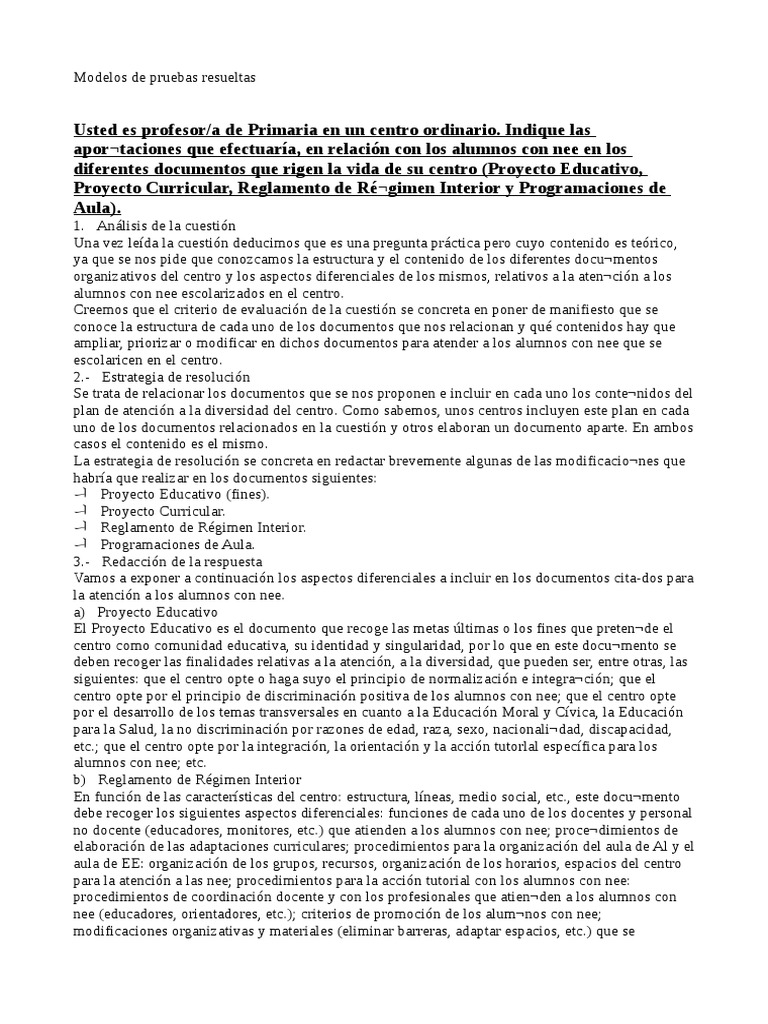 Ejemplos de Casos Prácticos Primaria | Educación especial | Evaluación