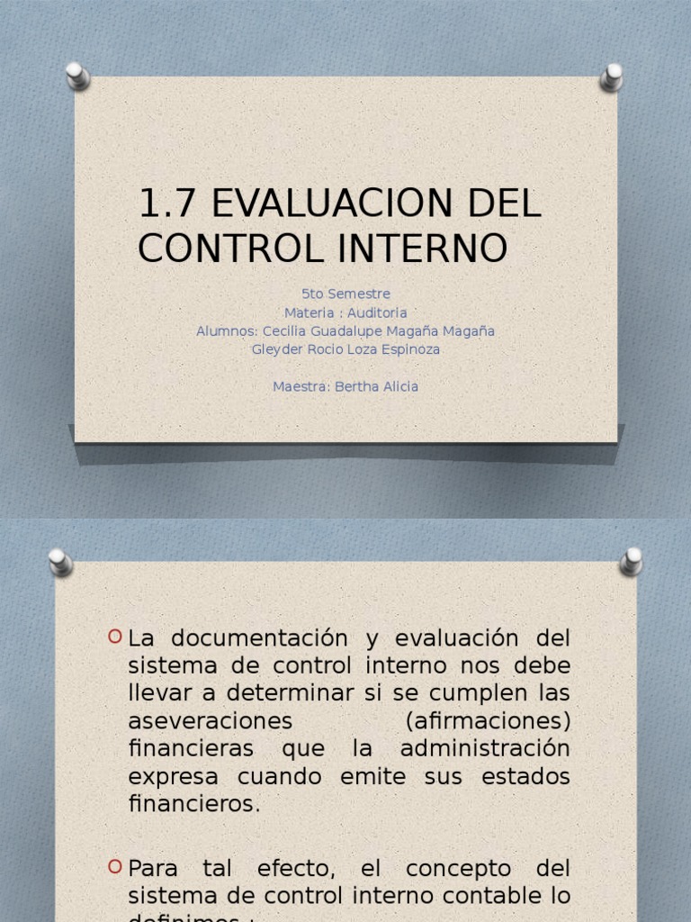 1.7 Evaluacion Del Control Interno | PDF | Contralor | Contabilidad