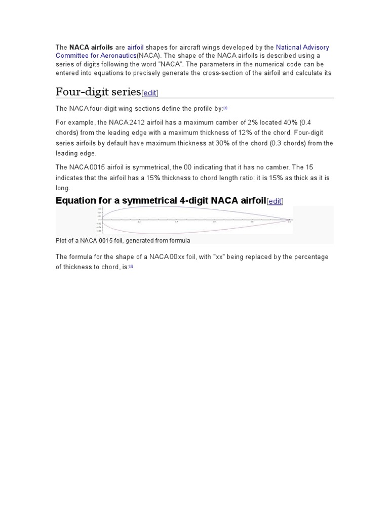 Four-Digit Series: Equation For A Symmetrical 4-Digit NACA Airfoil | PDF