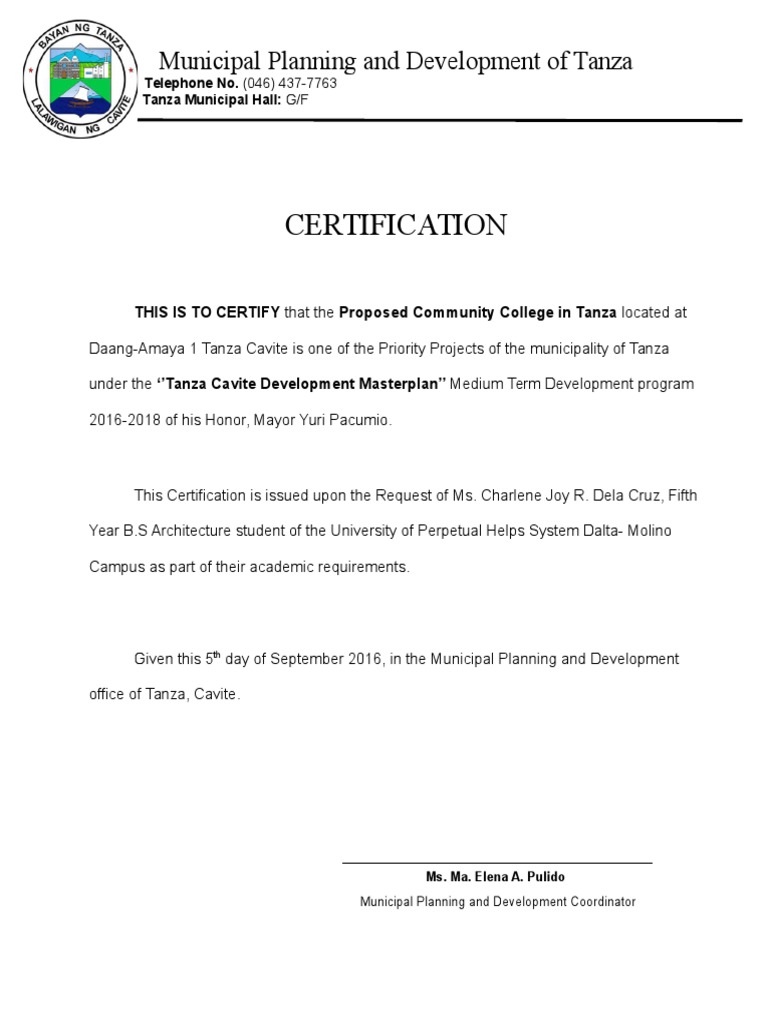 Certification of Priority Project | PDF