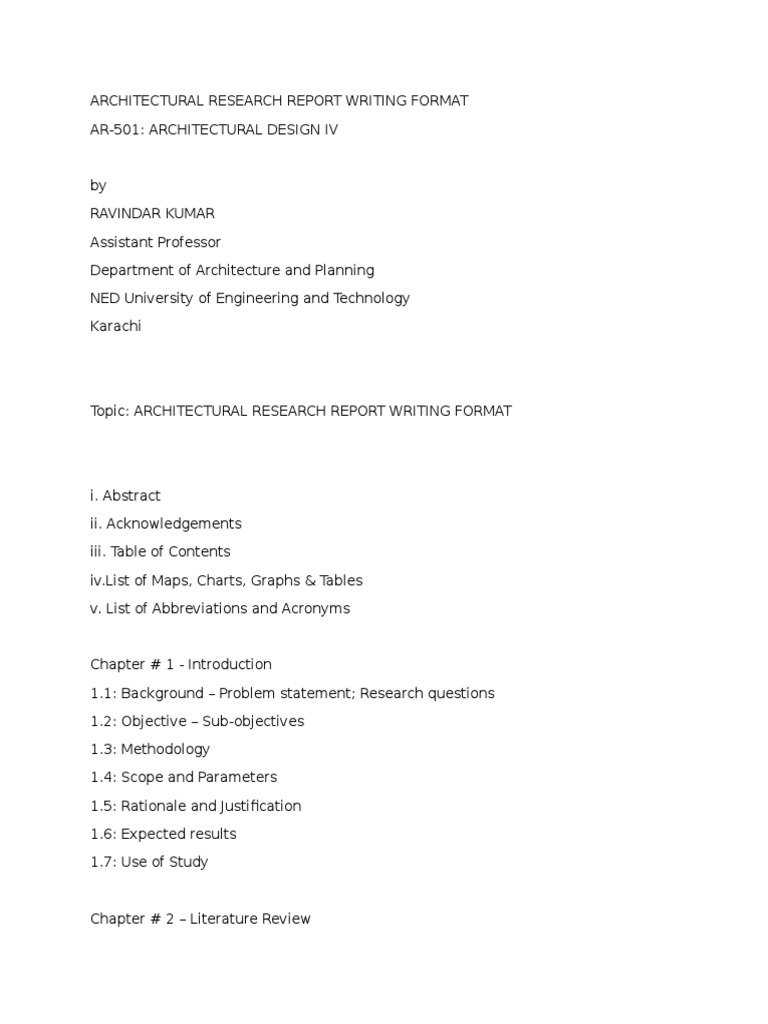 Architectural Research Report Writing Format  PDF  Inquiry  Science
