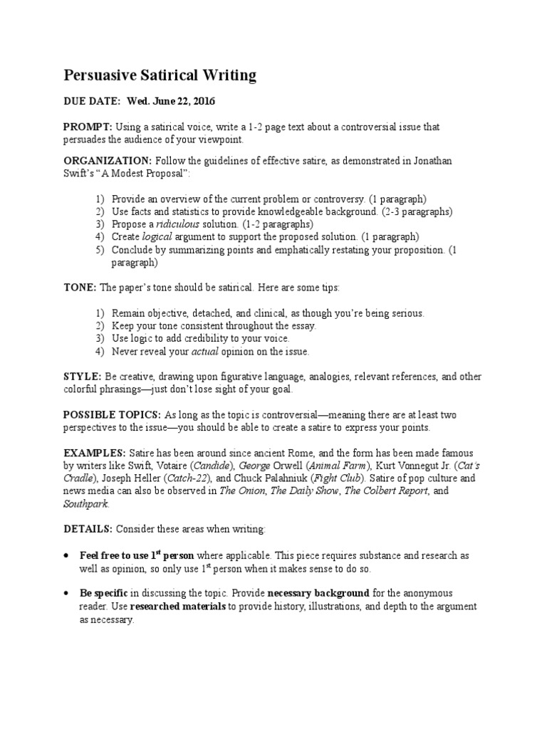 Crafting Persuasive Satire | PDF | Satire | Essays