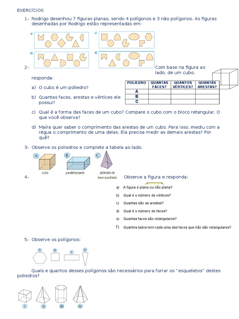 Exercícios de Geometria para 6º Ano | PDF | Esportes e Recreação