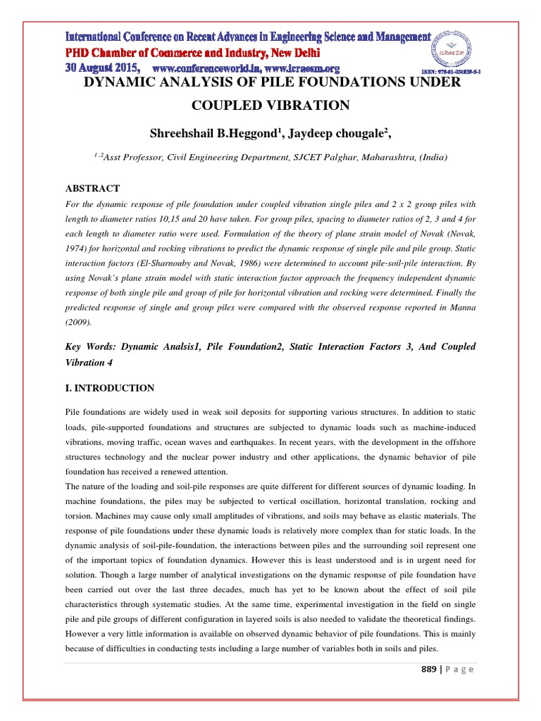 Dynamic Analysis of Pile Foundations | PDF | Resonance | Deep Foundation