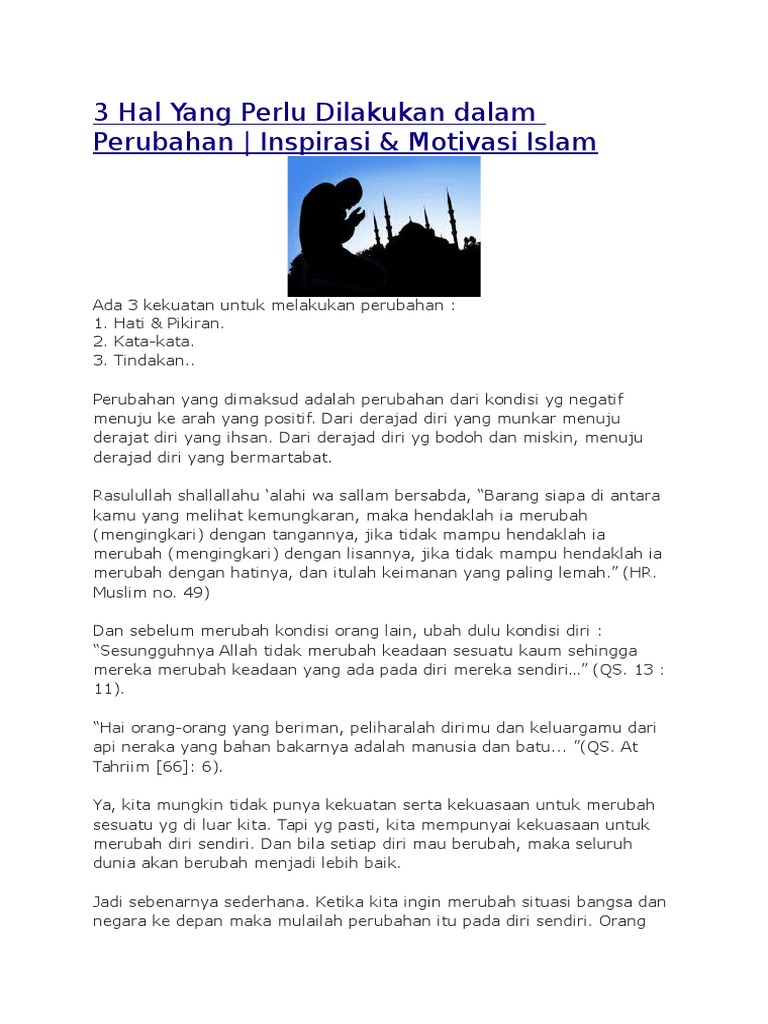 3 Hal Yang Perlu Dilakukan Dalam Perubahan Pdf