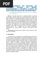 As Dificuldades de Atuação Do Psicólogo Escolar No Brasil
