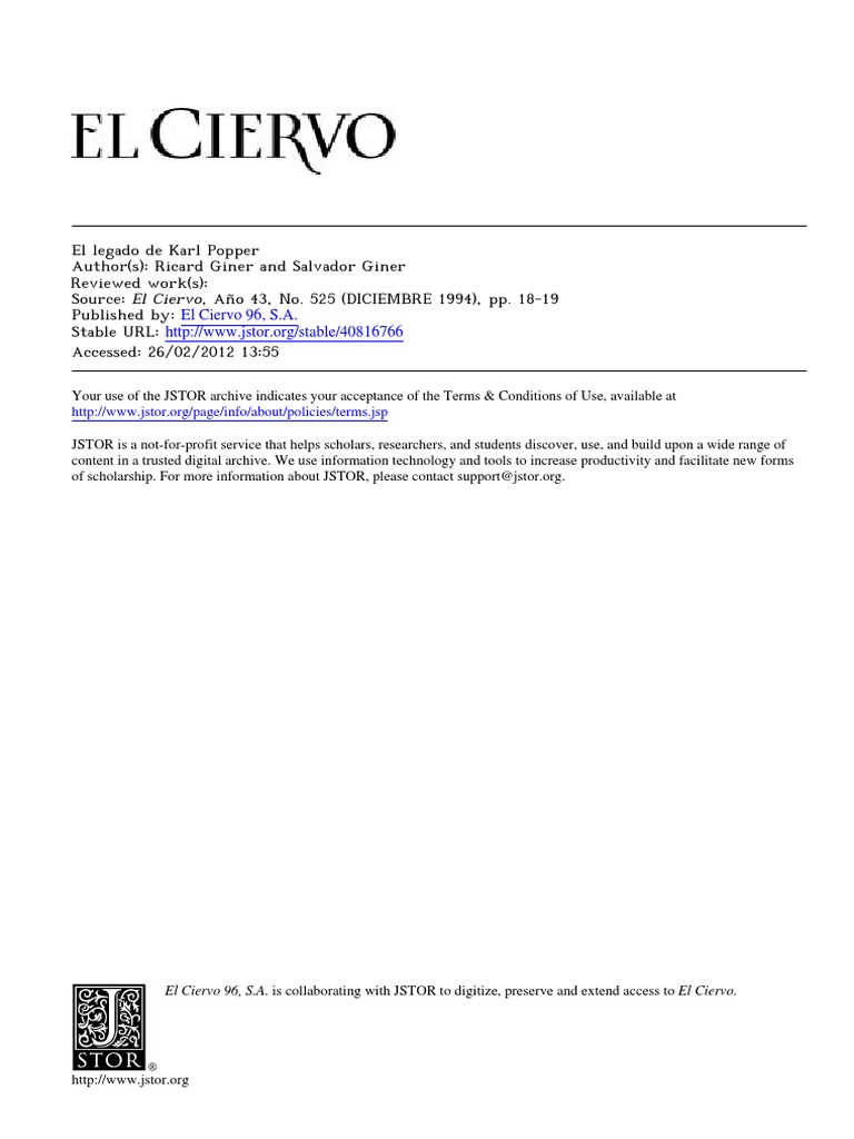 El Legado de Karl Popper | PDF | Karl Popper | Science