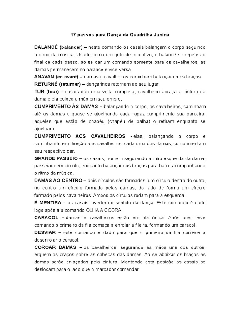 17 Passos para Dança Da Quadrilha Junina | PDF | Lazer