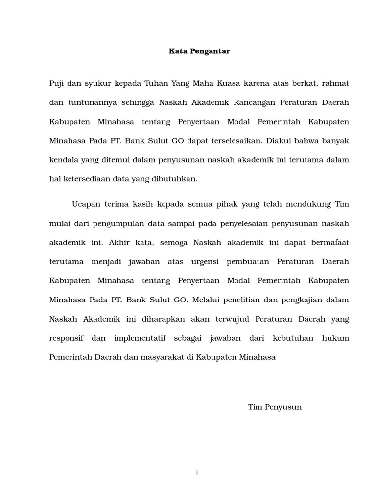 Contoh Kata Pengantar Daftar Isi