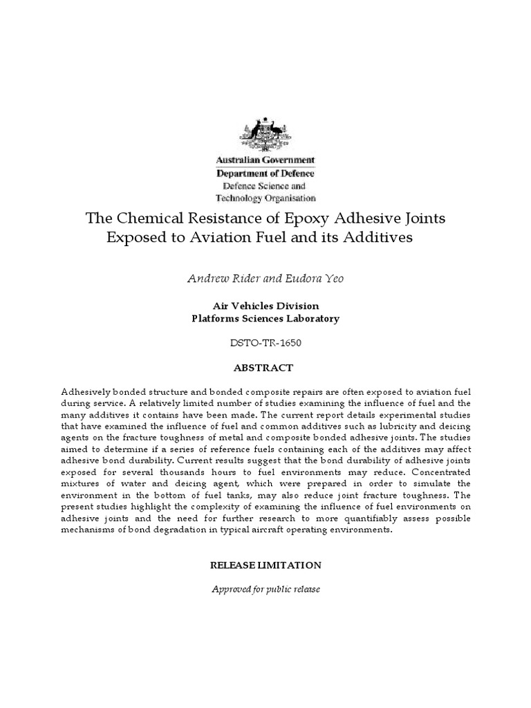 Jet Fuel Chem Resistance Testing PDF Fracture Epoxy