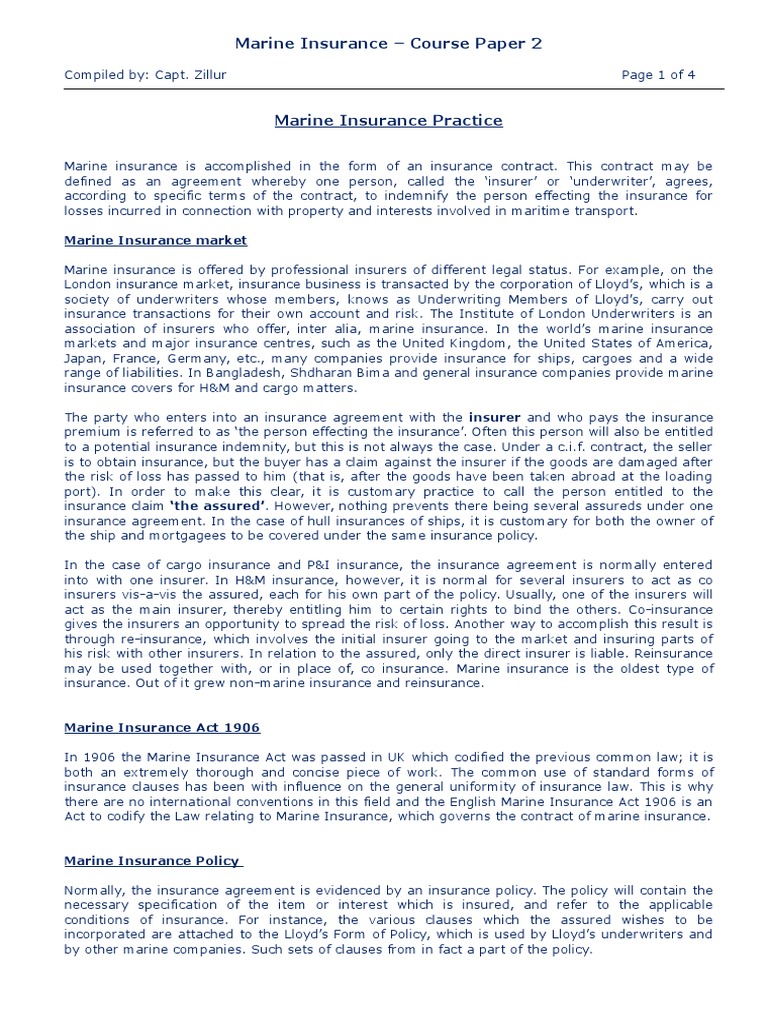 Marine insurance essay picture