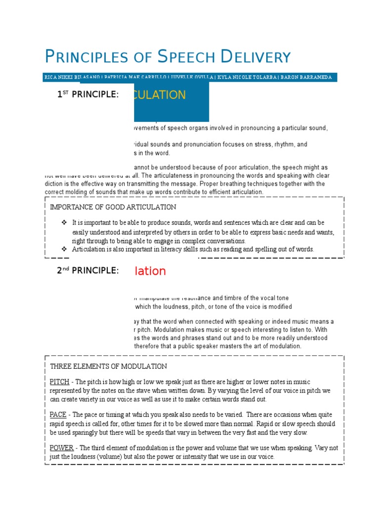 Principles of Speech Delivery | PDF | Nonverbal Communication ...