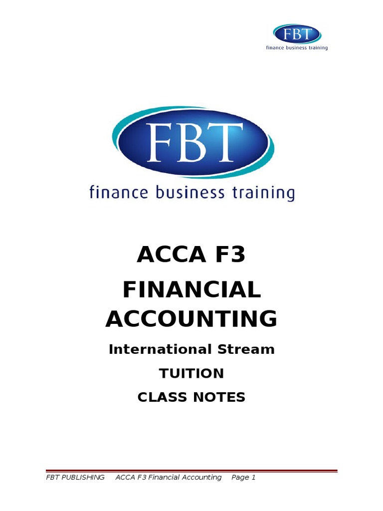 ACCA F3 Financial Accounting Notes | PDF | Debits And Credits ...