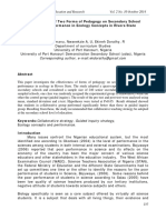 Relative Effect of Two Forms of Pedagogy On Secondary School Students Performance in Ecology Concepts in Rivers State