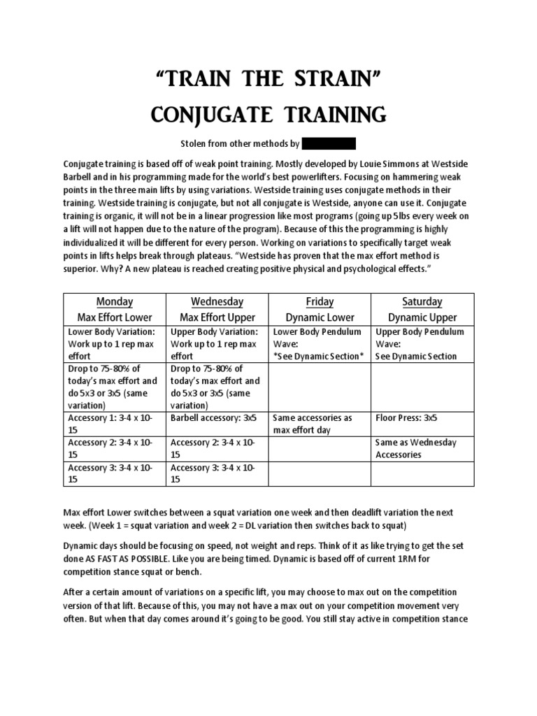 Conjugate Training Program Overview | PDF | Physical Exercise | Recreation