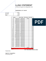 Billing Statement: Benilda Bago Brgy. San Andres Dasmarinas City Cavite