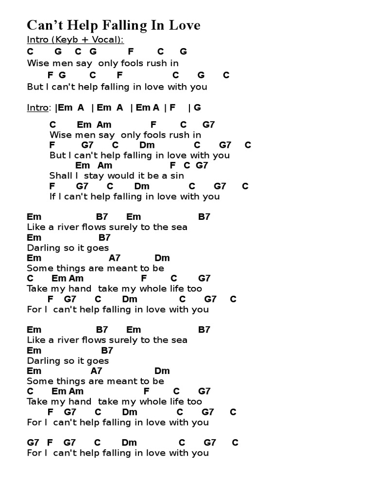 Can't Help Falling in Love Tabs PDF