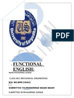 Functional English:: Class:Bsc - Mechanical Engineering