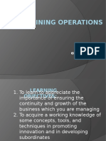 9 Sustaining Operations