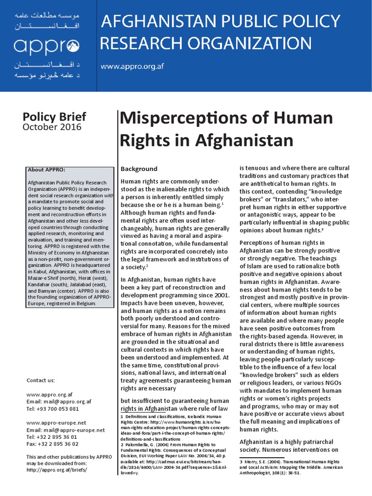 Policy Brief Misperceptions of Human Rights in Afghanistan PDF