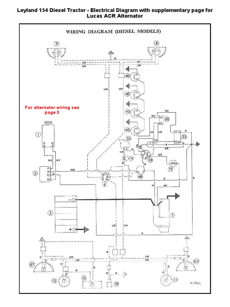 Wiring Diagram Leyland Diesel 154 - With Supplimentary Alternator