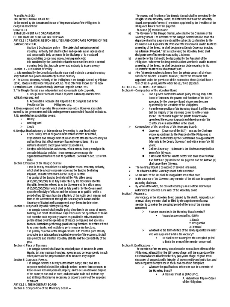 What Is Republic Act 7653