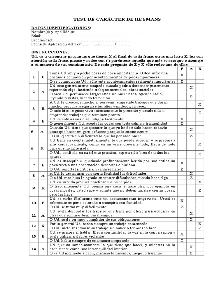 Test de Carácter de Heymans