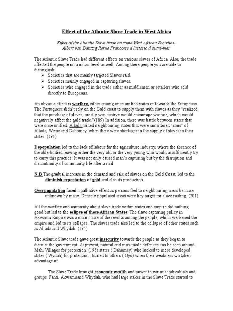 Impact of Atlantic Slave Trade on West Africa | PDF | Atlantic Slave ...