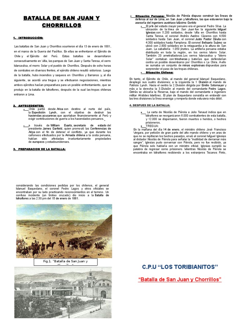 Batalla de San Juan y Chorrillos 1881 | PDF | Guerra | Operaciones ...