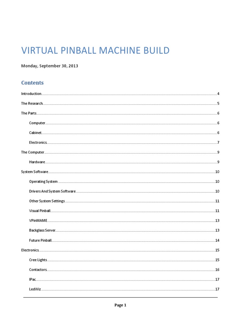 Virtual Pinball Cabinet Plans Guide | PDF | Computer Engineering ...