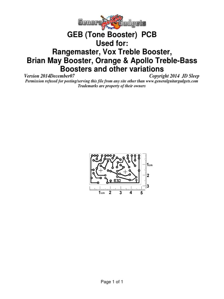 Treble Booster PCB Schematics | PDF