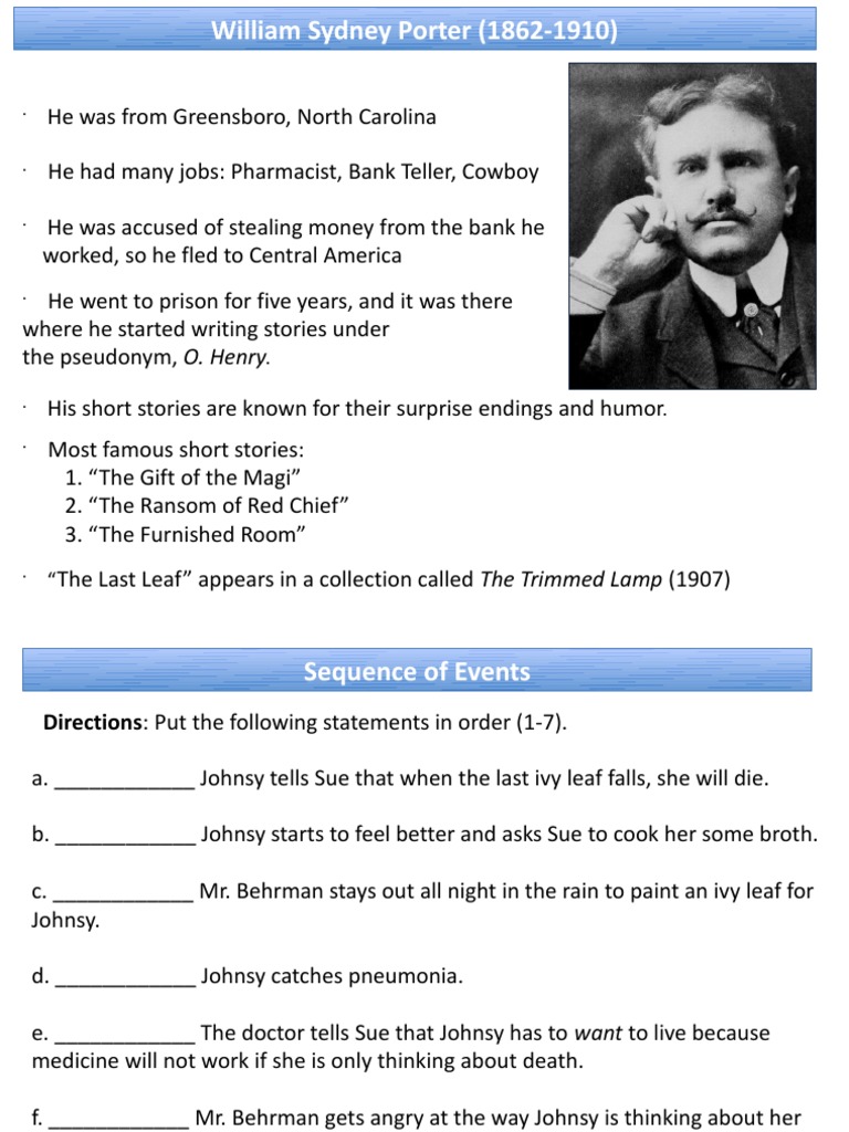 The Last Leaf Pdf Pdf O Henry