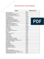 Lista de Precios Laboratorio Emalab (Canirac)