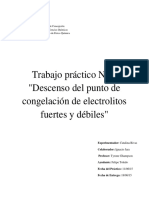 Descenso Del Punto de Congelación de Electrolitos Fuertes y Débiles