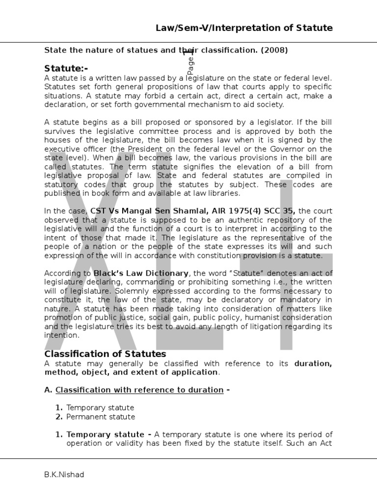 122884733StatuteandTypesofStatutes.docx Repeal Codification (Law)