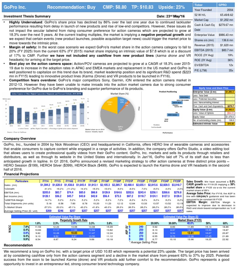 GoPro Investment Thesis PDF Economies Financial Economics