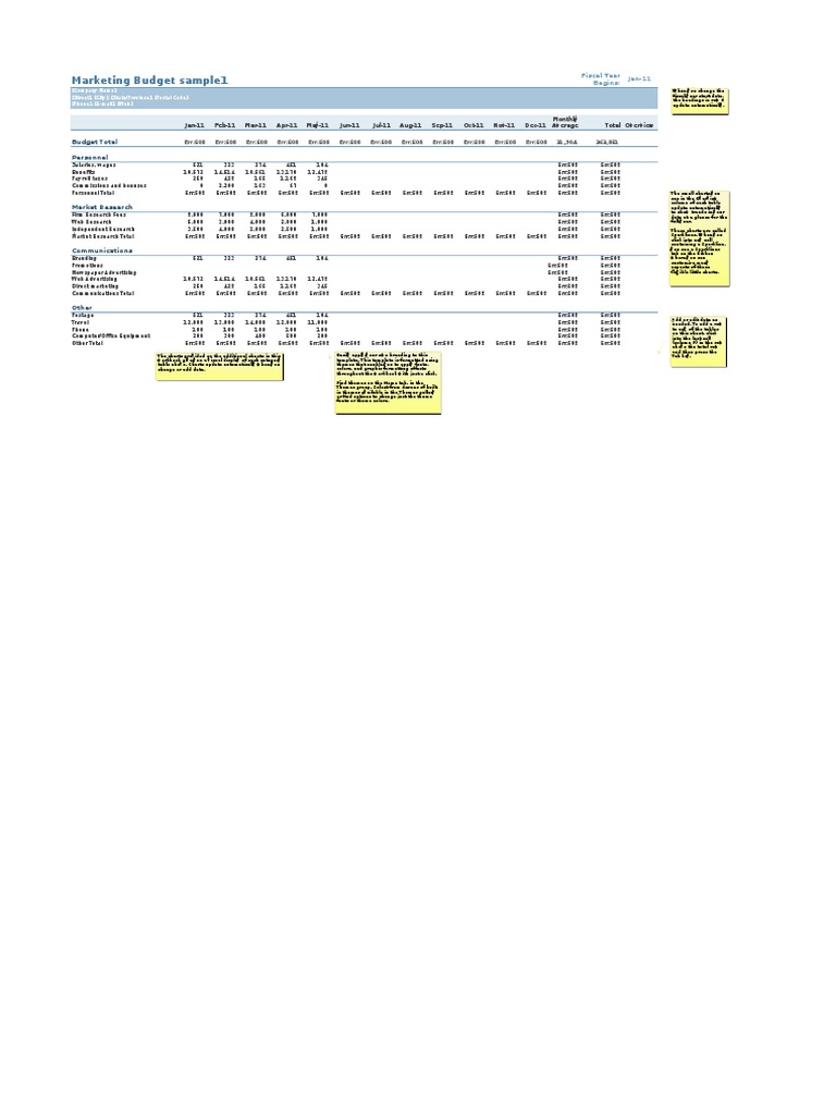 Marketing Budget Template Overview | PDF | Finance & Money Management