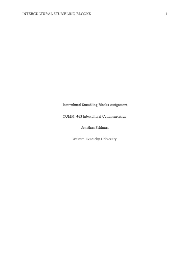 Intercultural Stumblin Blocks | PDF | Cross Cultural Communication ...