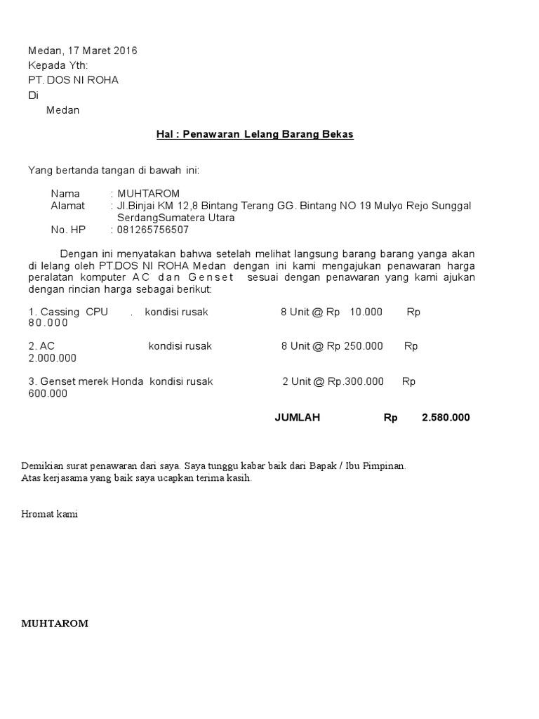 Surat Penawaran Lelang 3  PDF