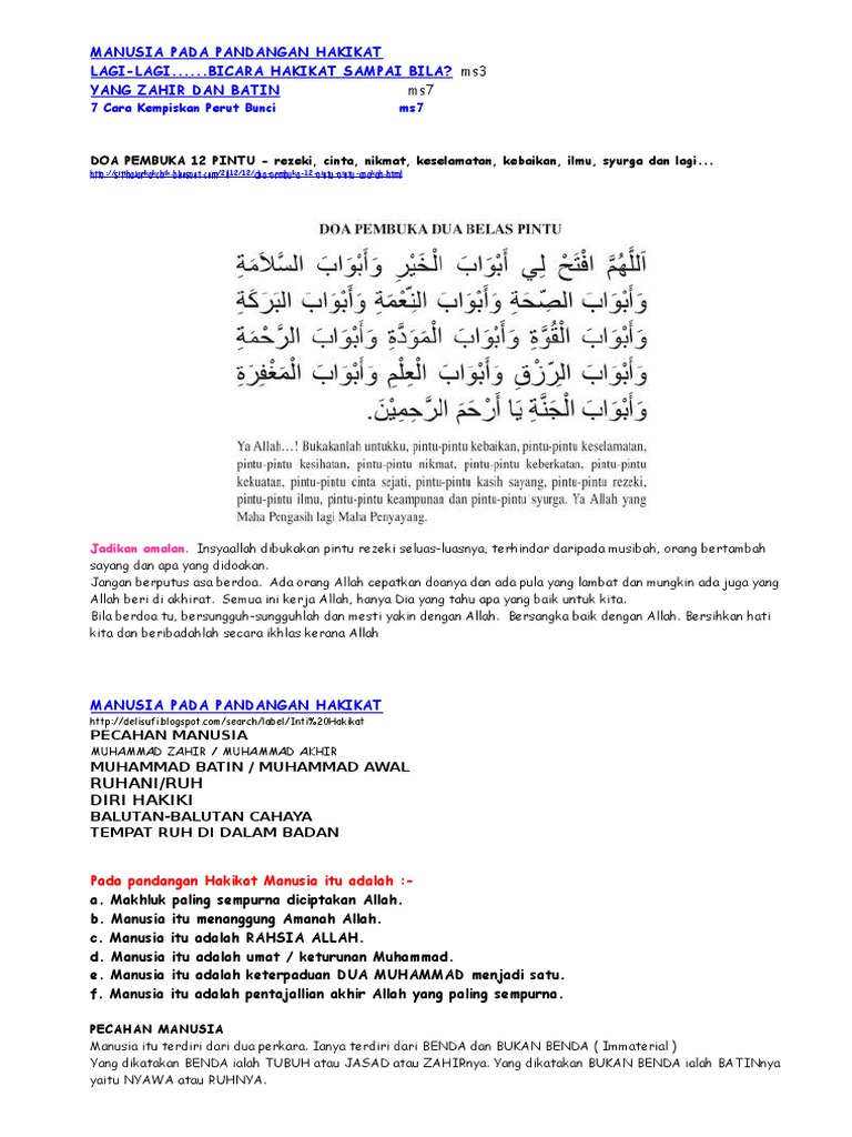 Manusia Pada Pandangan Hakikat Zahir Bat