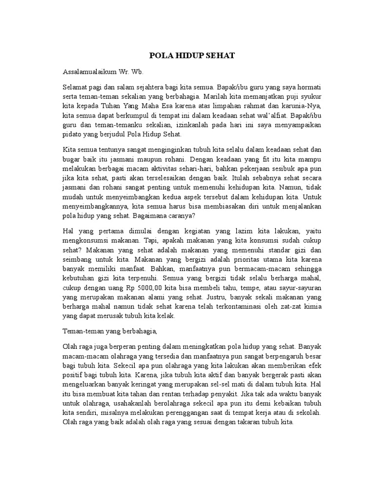 Pola Hidup Sehat Speech