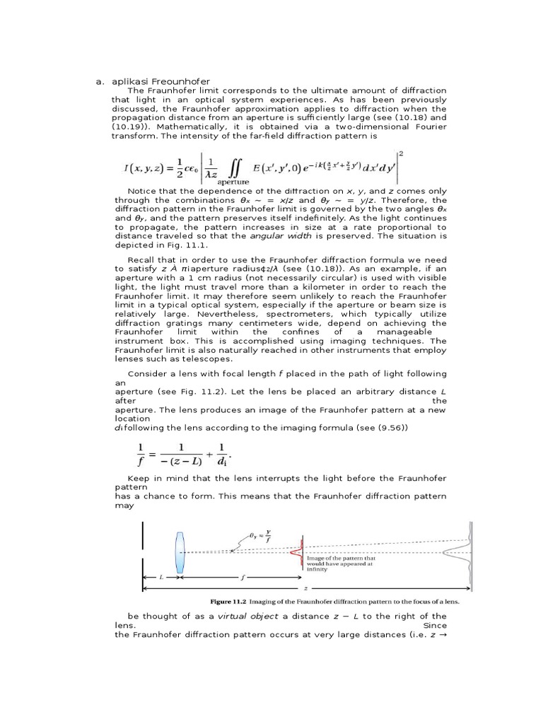 Understanding Fraunhofer Diffraction | PDF | Diffraction | Lens (Optics)