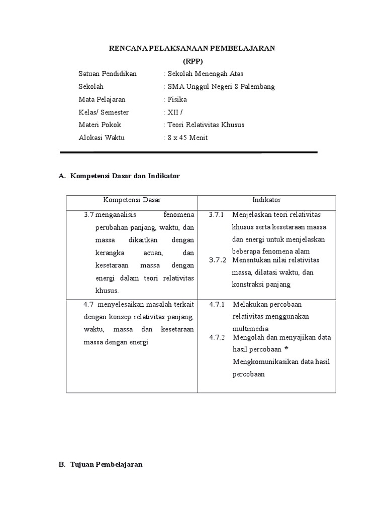 Rpp Teori Relativitas Khusus