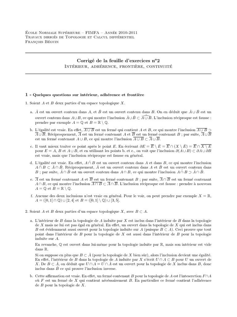 Corrigé Feuille Exercices 2 | PDF