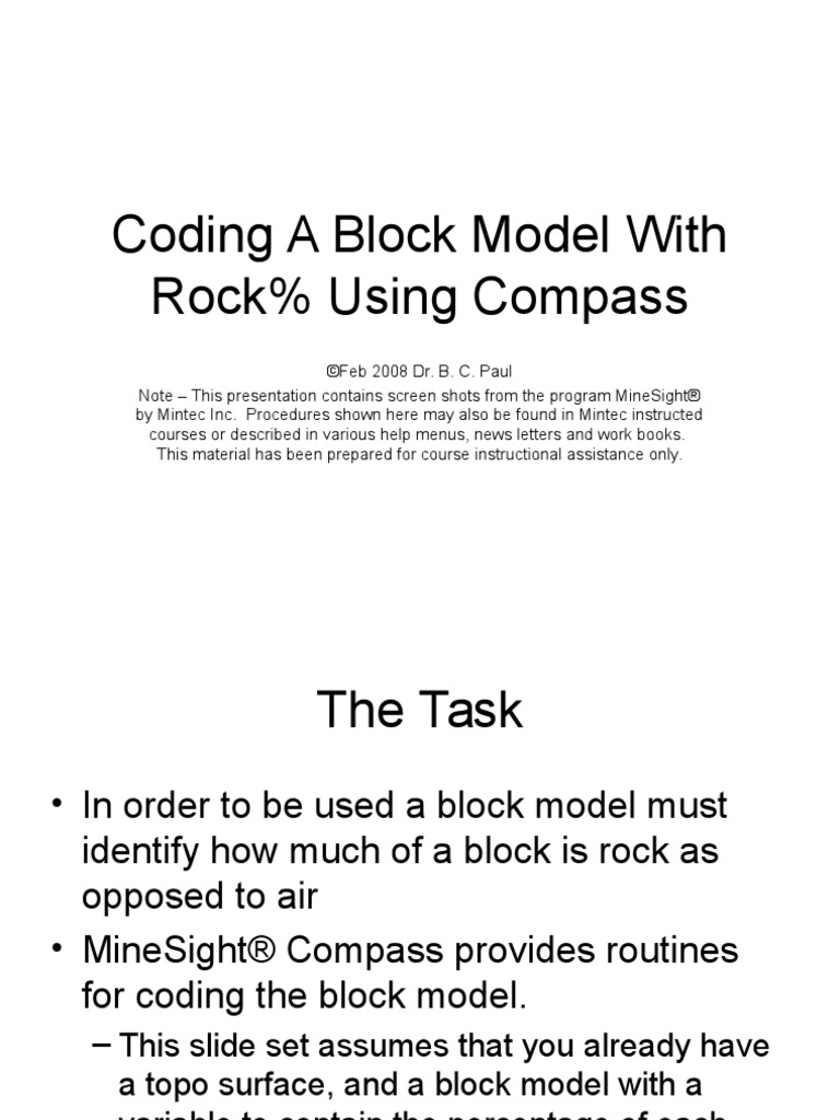 Coding A Block Model With Rock% Using | PDF