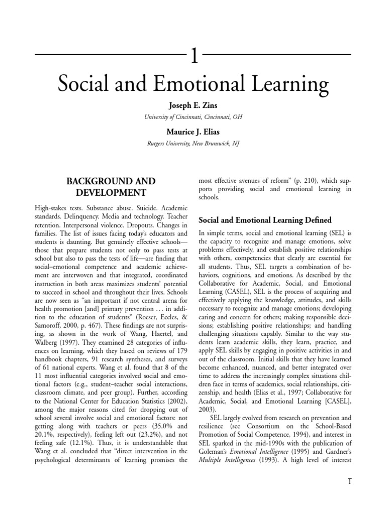 Social and Emotional Learning | PDF | School Psychology | Evidence ...