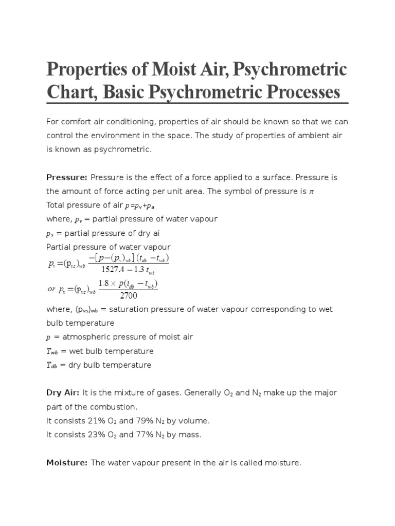 Properties of Moist Air | PDF | Humidity | Water Vapor